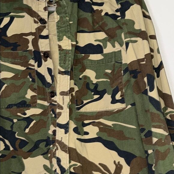 Forever 21 Brown and Green Camouflage Button Up Hooded Jacket - Picture 6 of 14